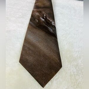 Lanvin Paris Sophisticated Brown Silk Tie with Diagonal Stripes